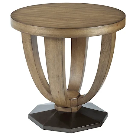 Round End Table with Metal Base